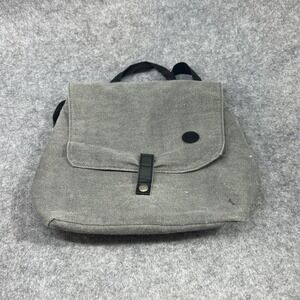 Unbranded Unisex Mini Flap Backpack Small Grey Canvas Tree Logo
